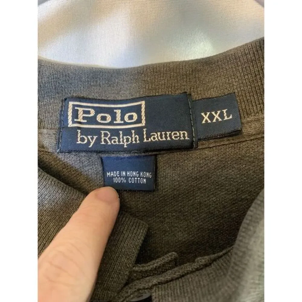 Mens Polo By Ralph Lauren XXL Grey Cotton‎ Collared Polo Golf Short Sleeve Shirt
